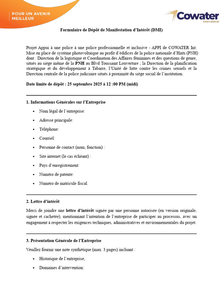 Appel à Manifestation d'Intérêt - Projet APPI | PDF