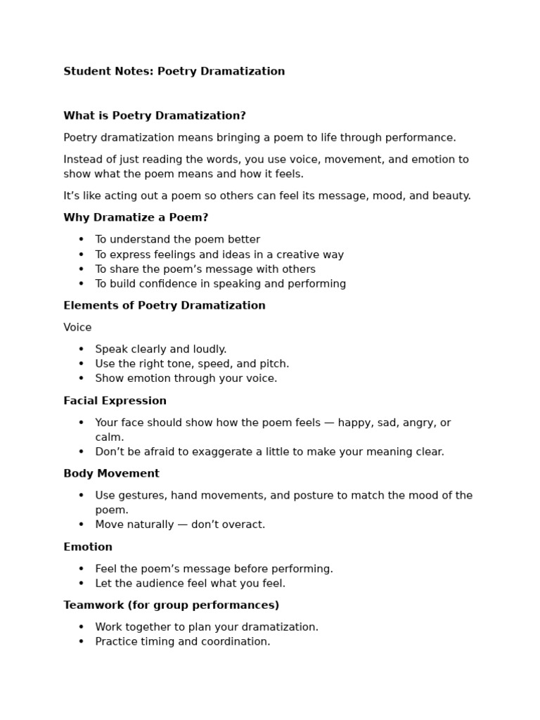 SN- Poetry Dramatization | PDF