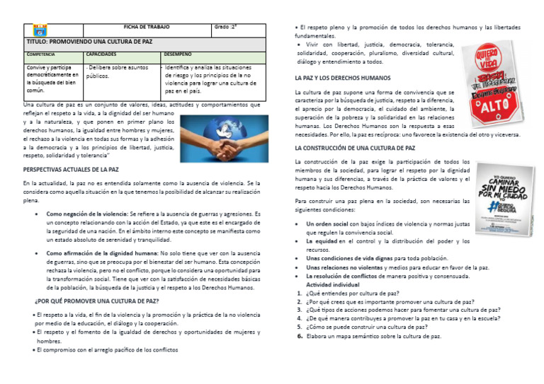 Promoviendo la Cultura de Paz en Educación | PDF | Paz | Derechos humanos