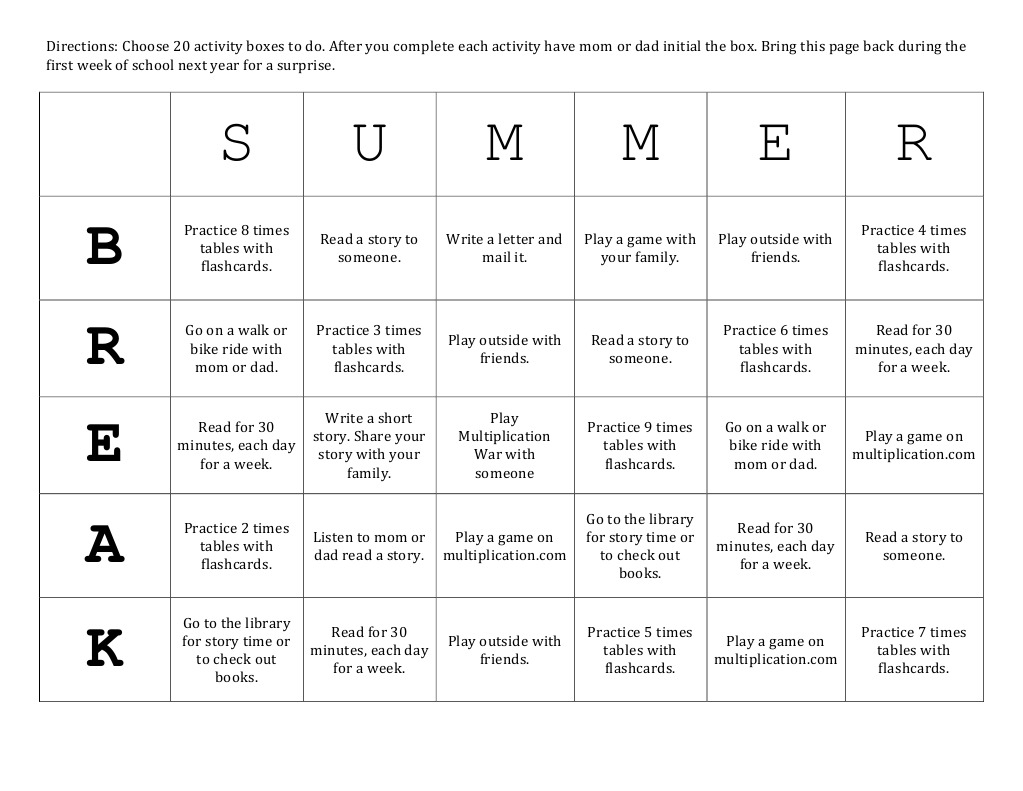 Summer Activities for Rising 4th Graders | PDF | Home & Garden