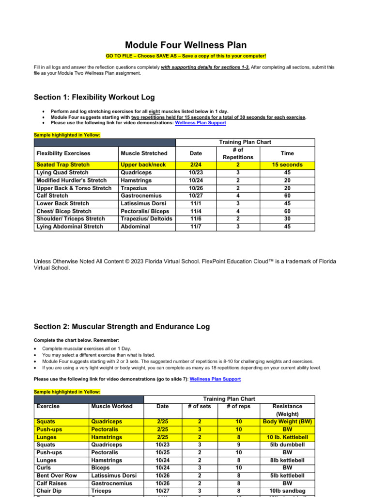 Module Four Wellness Plan Done | PDF | Kettlebell | Physical Fitness