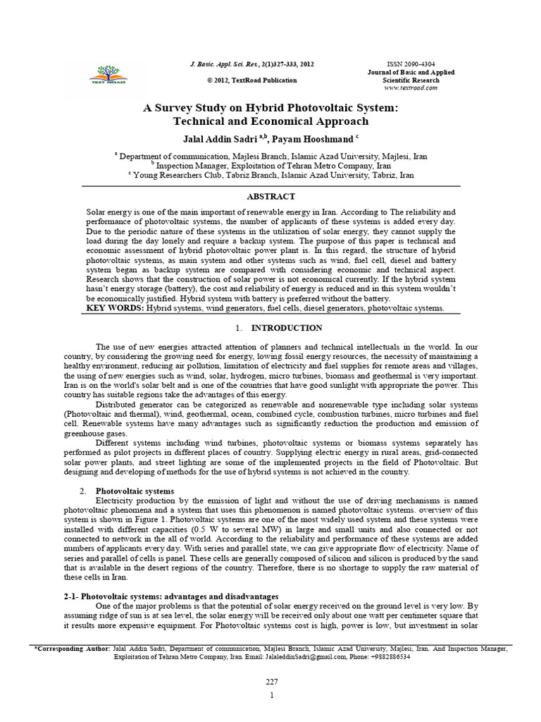 J. Basic. Appl. Sci. Res., 2 (1) 327-333, 2012 | PDF | Photovoltaics ...