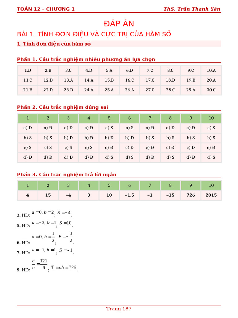 Dap An | PDF