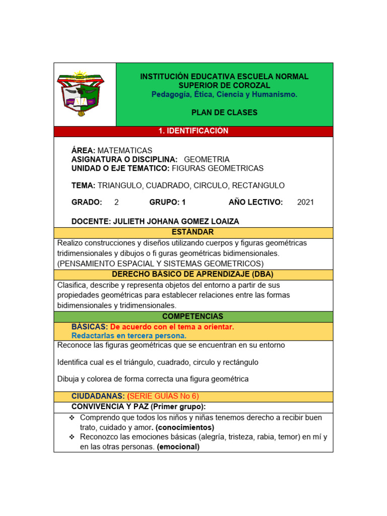 550961394 Plan de Clases 7 Las Figuras Geometricas | PDF | Geometría ...