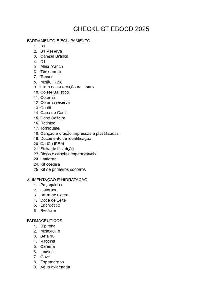 Checklist Ebocd 2025 PDF | PDF