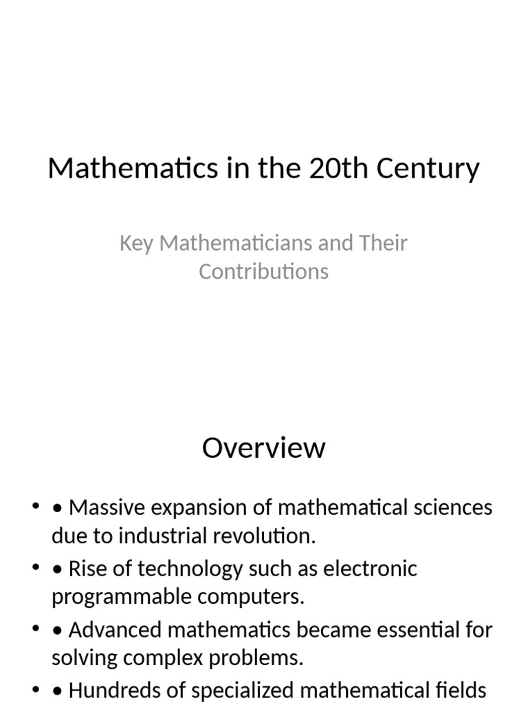Key Mathematicians of the 20th Century | PDF | Mathematics ...