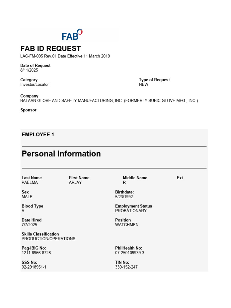 Fab Id Request - 24163 - Paelma | PDF