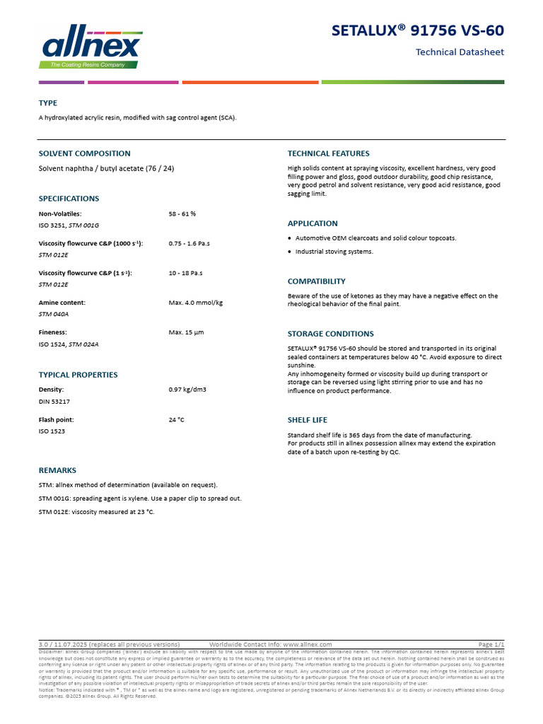SETALUX® 91756 VS-60 Technical Datasheet | PDF | Intellectual Property ...