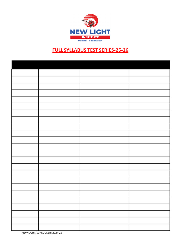 Full Syllabus Test Schedule 2024-2025 | PDF