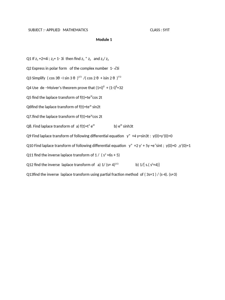 Applied Mathematics: SYIT Module 1 & 2 | PDF