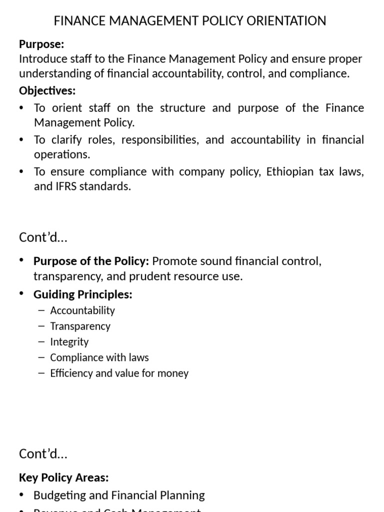 Finance Management Policy Overview | PDF | Budget | Expense