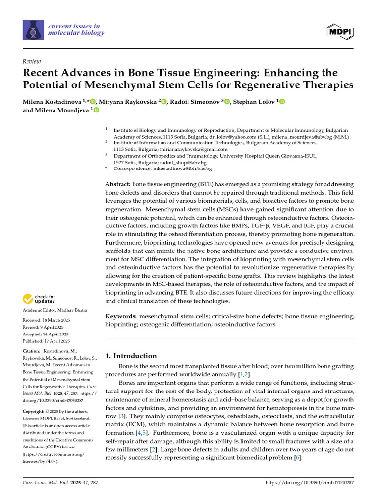 Enhancing The Potential of Mesenchymal Stem Cells For Regenerative ...