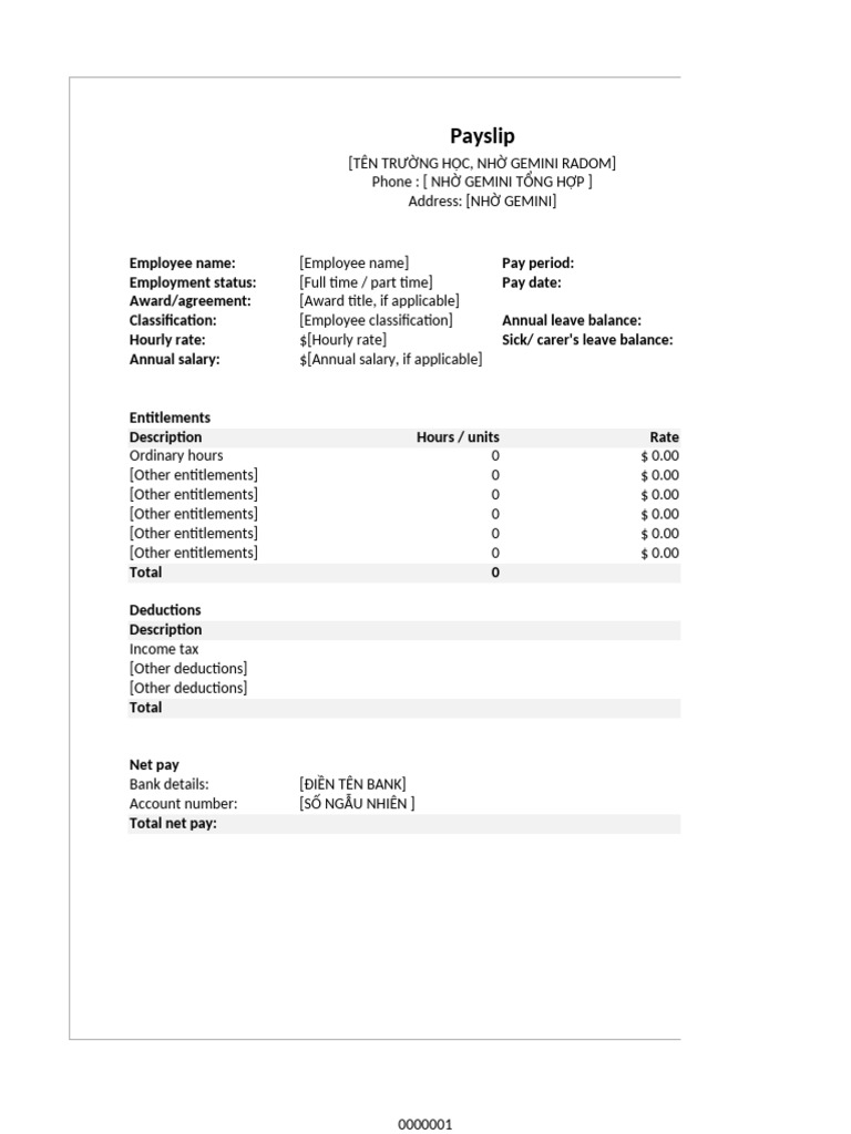Employee Payslip Template | PDF