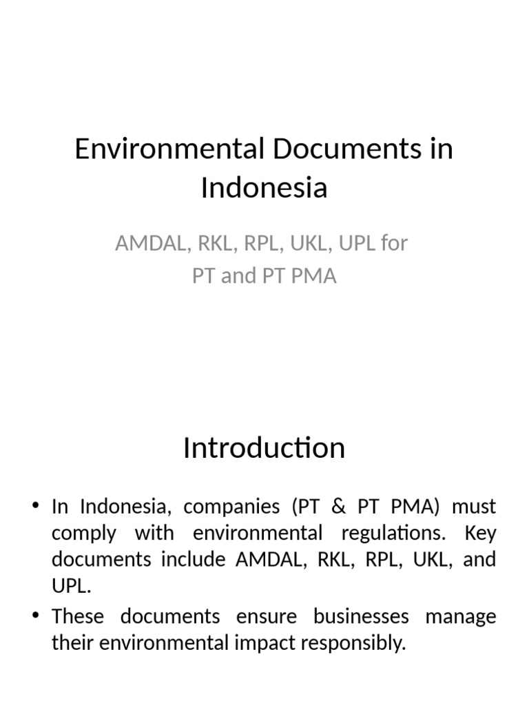 Environmental Compliance Documents in Indonesia | PDF