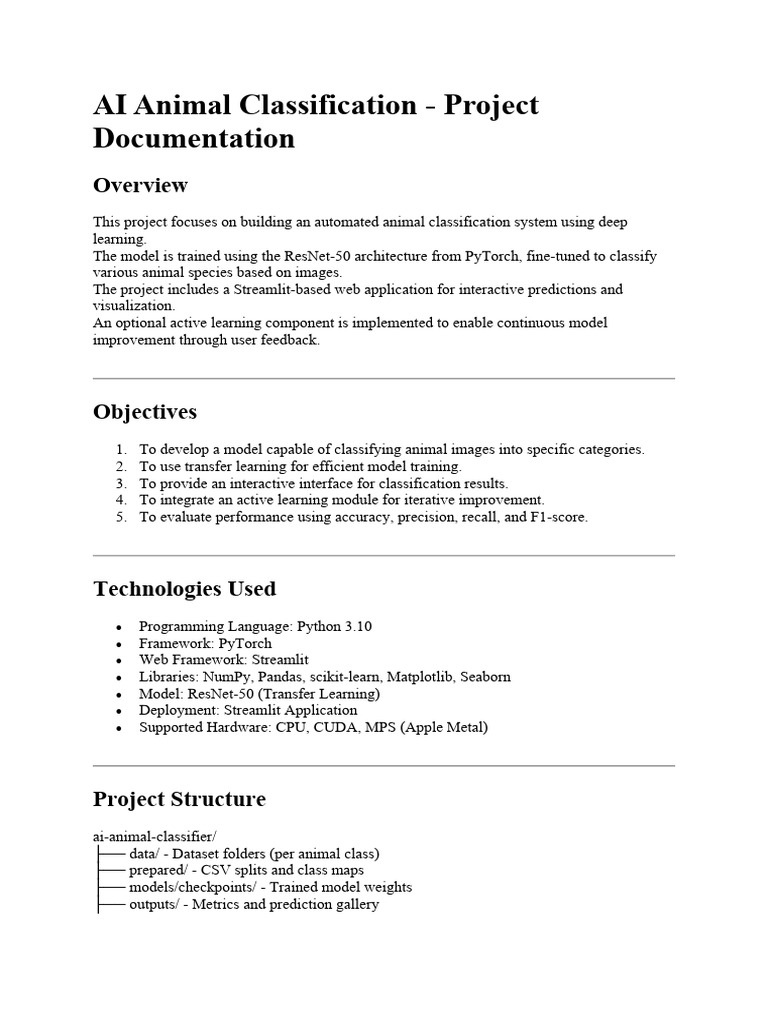 AI Animal Classification | PDF | Artificial Intelligence | Intelligence ...