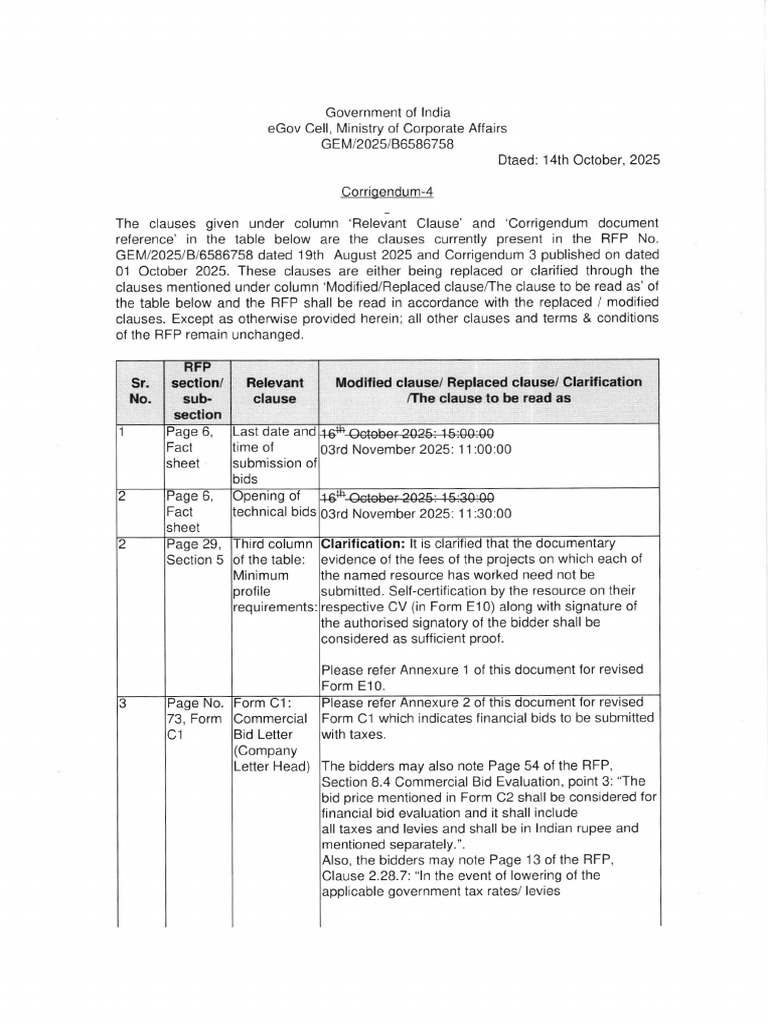 Commercial Bid Submission Guidelines | PDF