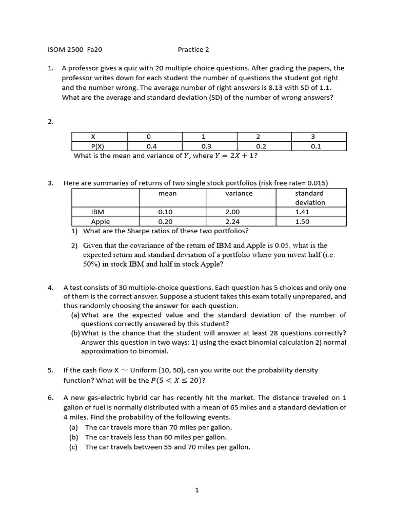 Practice - Quiz 2 | PDF | Standard Deviation | Descriptive Statistics