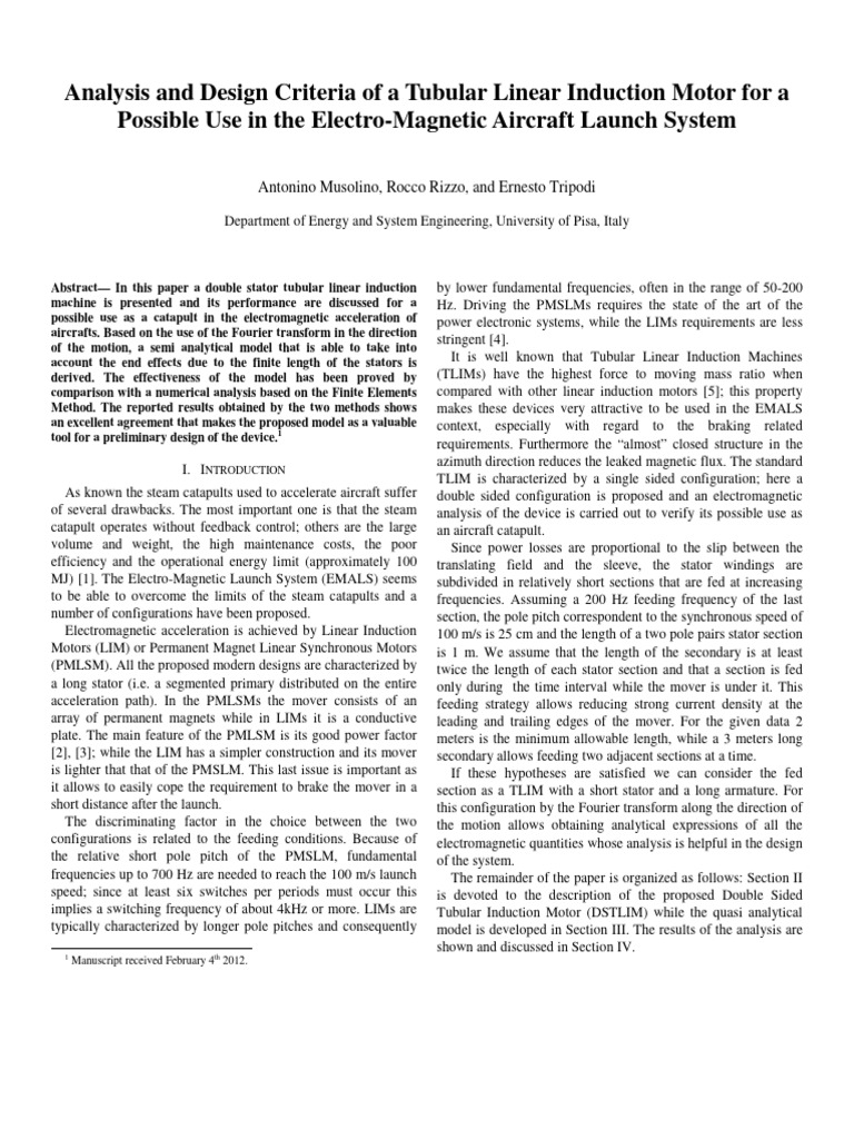 Tubular Linear Induction Motor Analysis | PDF | Electric Motor ...