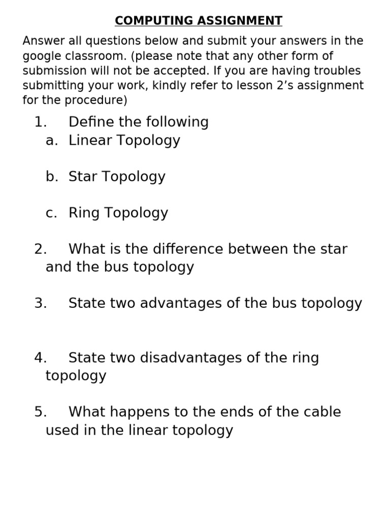 Computing Assignment on Network Topologies | PDF