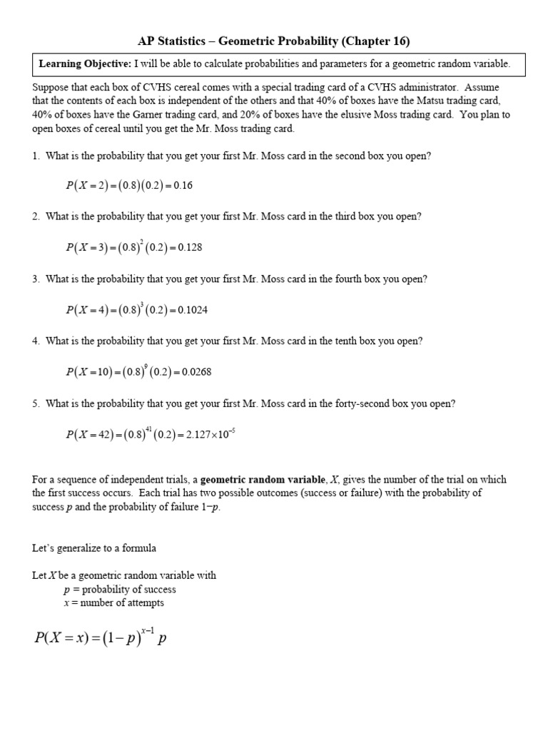 Geometric Probability in AP Statistics | PDF | Probability ...
