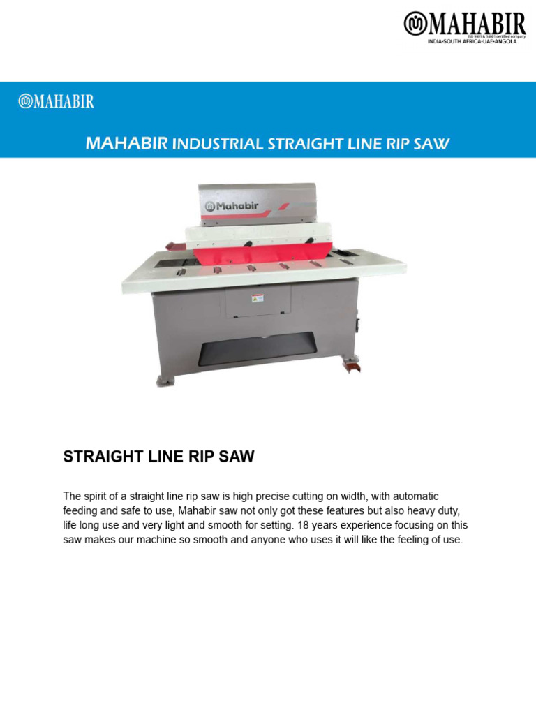 Mahabir Machine Brochure R3 | PDF | Manufactured Goods | Woodworking