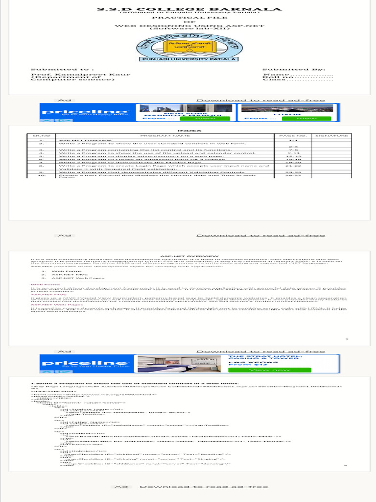Practical File of ASP - Net PDF World Wide Web Internet & Web | PDF ...