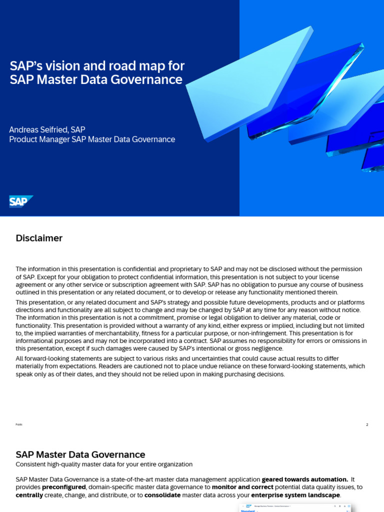 SAPs Vision and Road Map For SAP Master Data Governance | PDF | Cloud ...