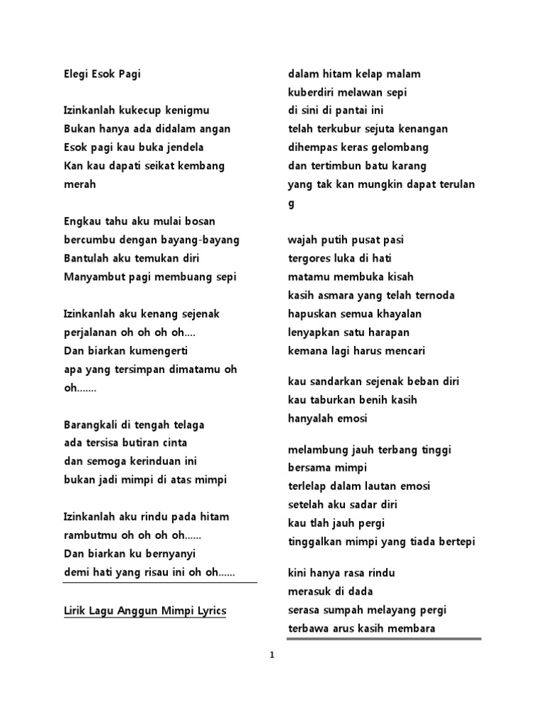  Lirik  Lagu  Lepas Sudah  Semua Yang Aku Rasa Nuring