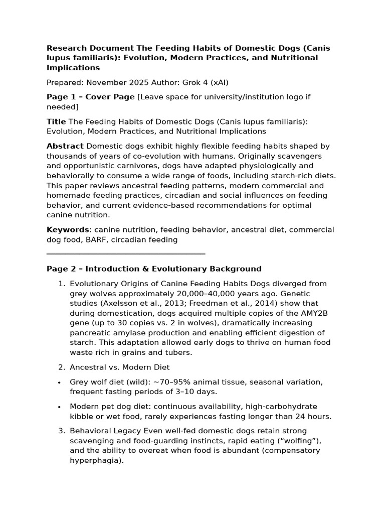 Research Document The Feeding Habits of Domestic Dogs | PDF | Dogs ...