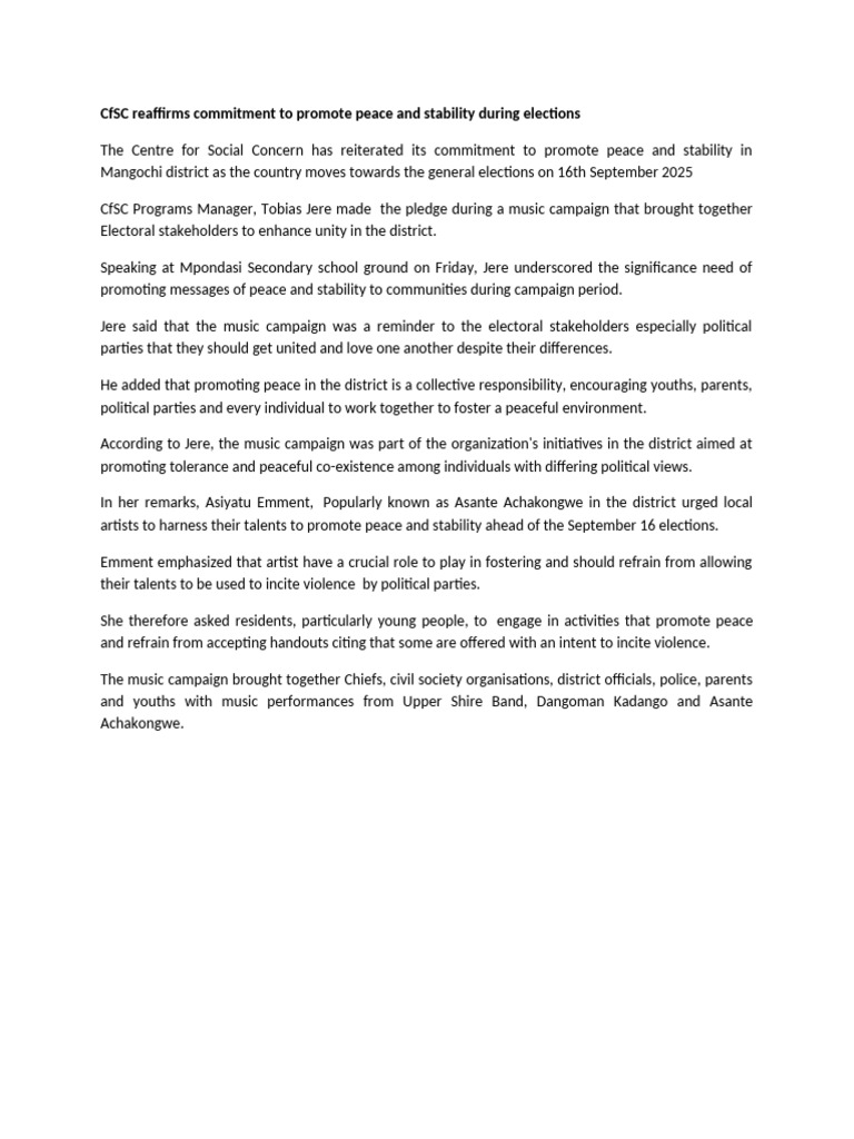 CFSC Reaffirms Commitment To Promote Peace and Stability During ...