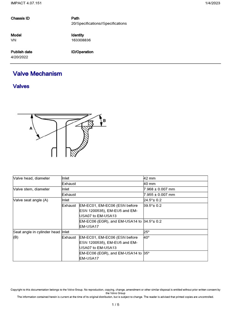 Valve Mechanism Specifications Guide | PDF | Propulsion | Engines