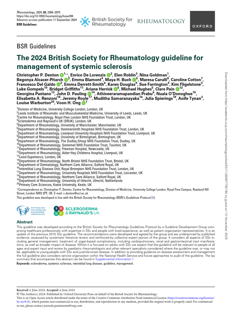 2024 BSR Guidelines for Systemic Sclerosis | PDF | Medical Diagnosis ...