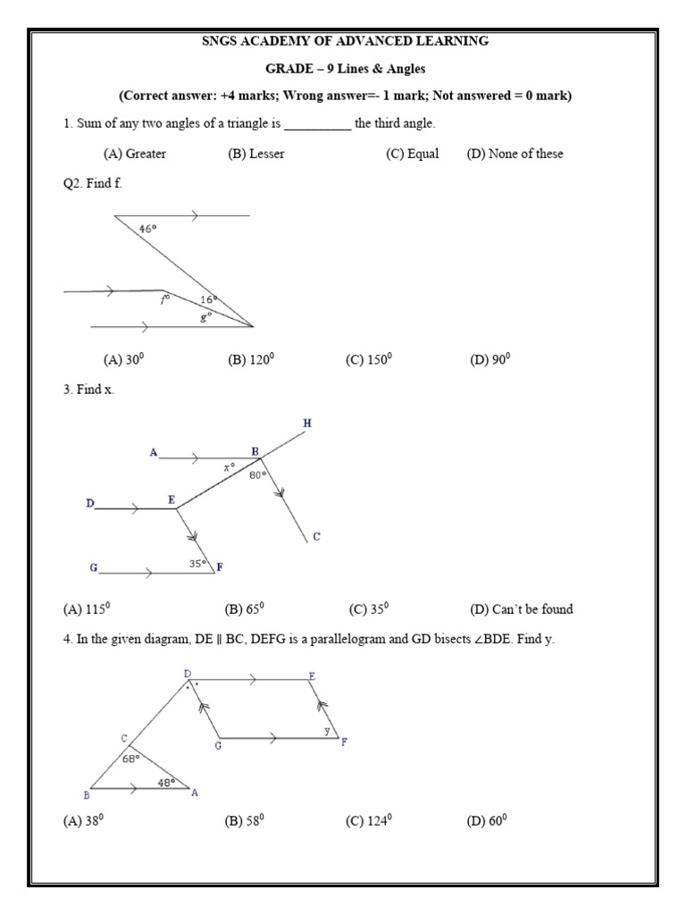 Class 9 Lines - and - Angles | PDF | Rectangle | Geometric Shapes