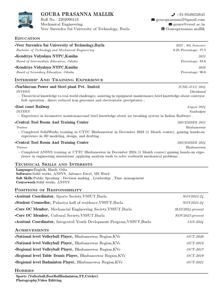 Mechanical Engineering Student Profile | PDF