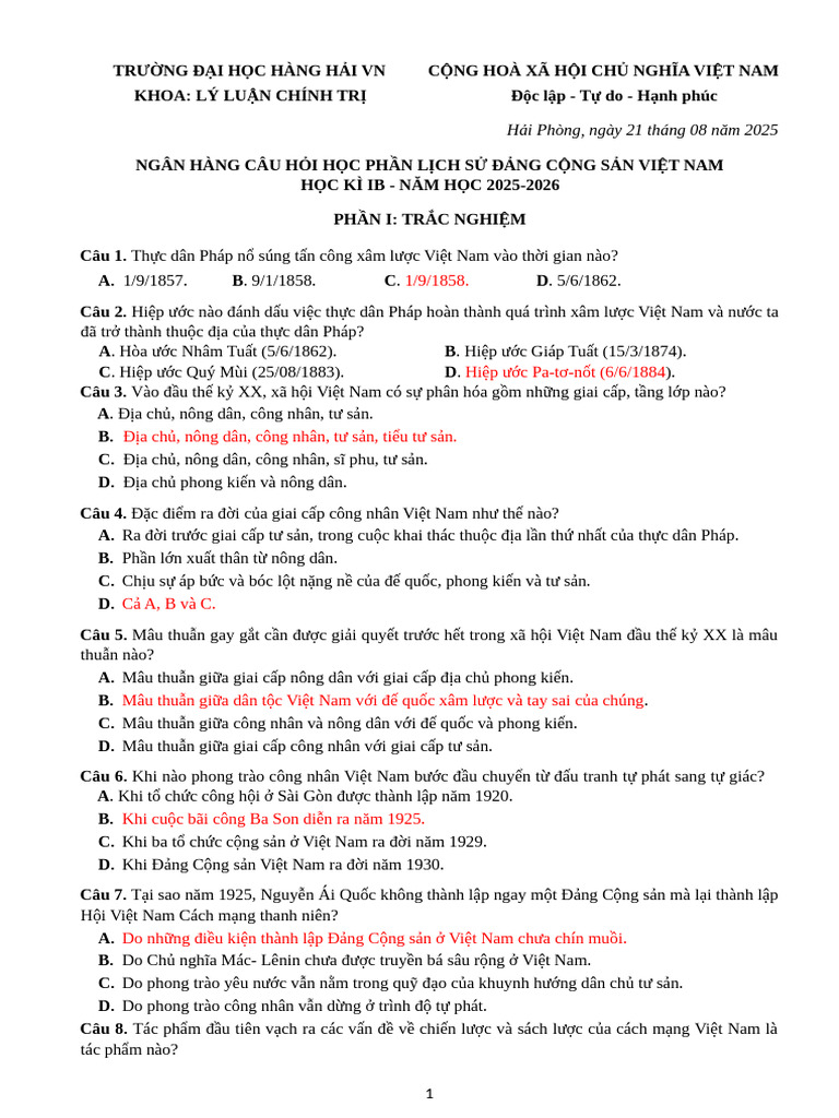 Bản Sao NGAN HANG CAU HOI LSD (Gửi SV) | PDF