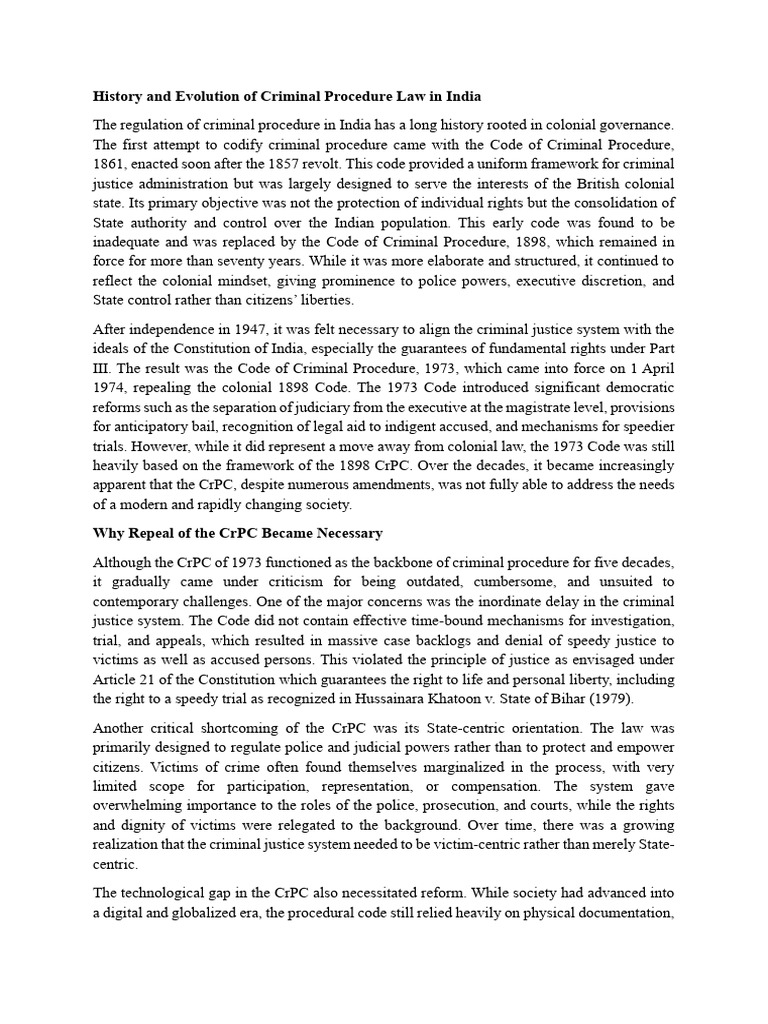 Evolution of Criminal Procedure Law in India | PDF | Crimes | Crime ...