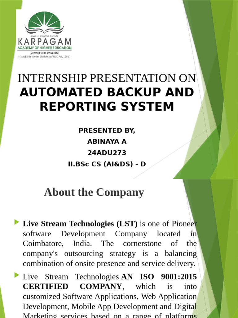 Automated Backup System Internship Report | PDF | Backup | Automation