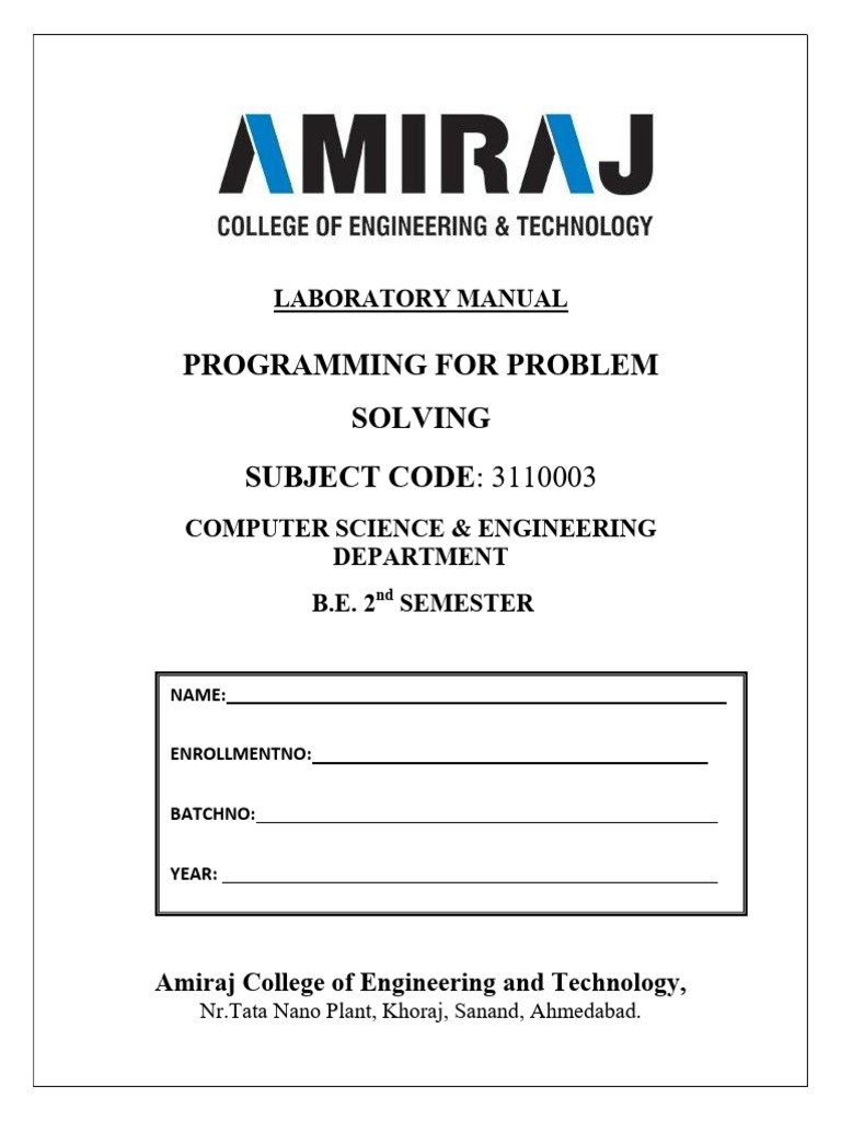 Programming for Problem Solving Manual | PDF | Computer Programming ...