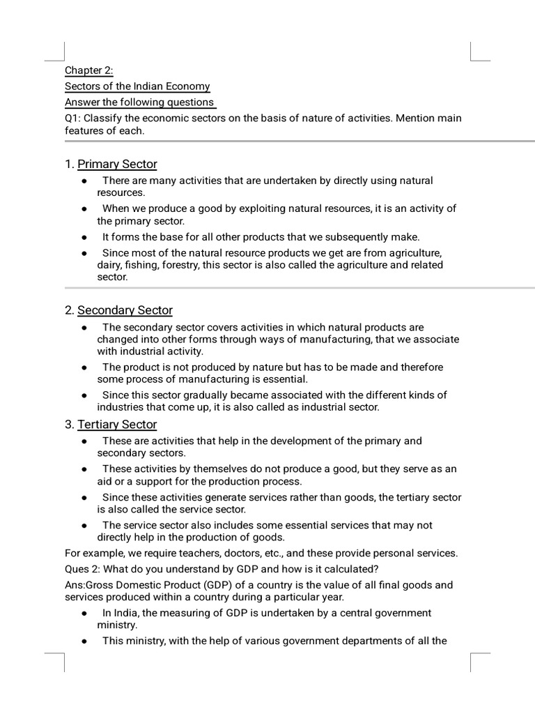 Sectors of the Indian Economy Explained | PDF | Underemployment | Gross ...