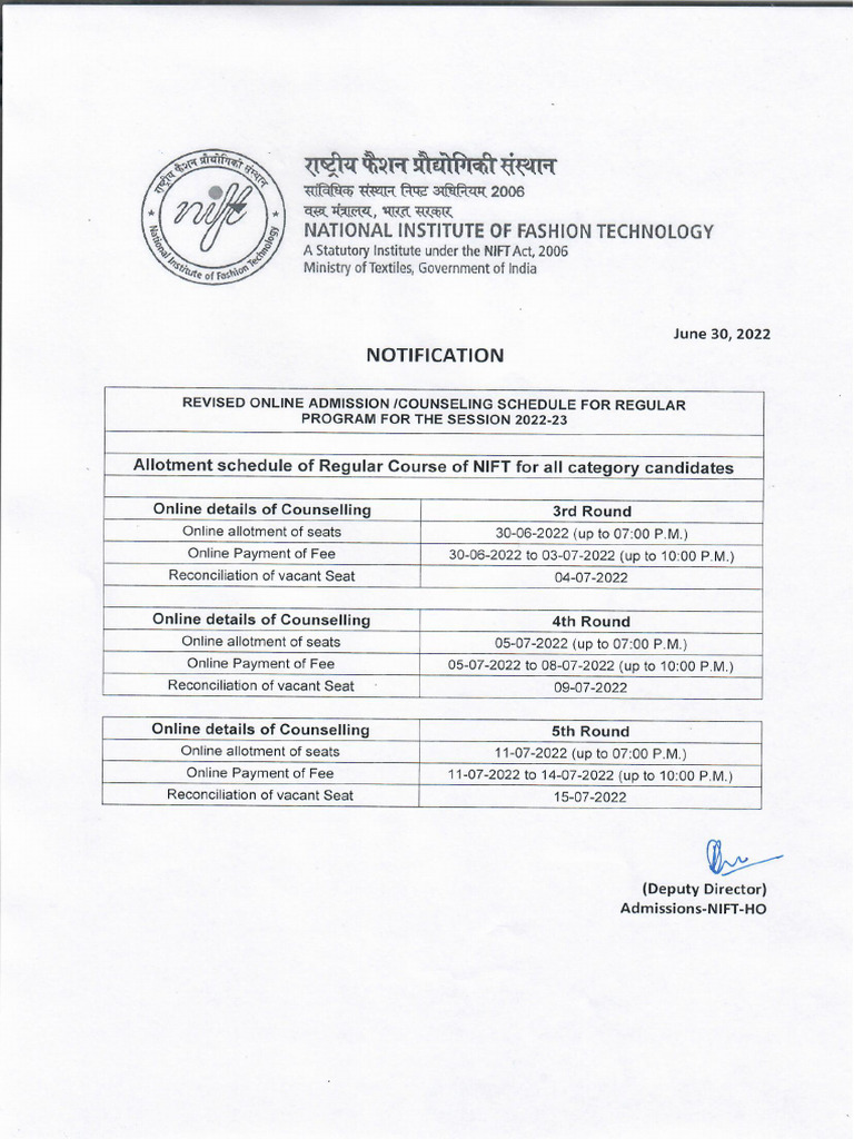 Notification - Revised Schedule | PDF