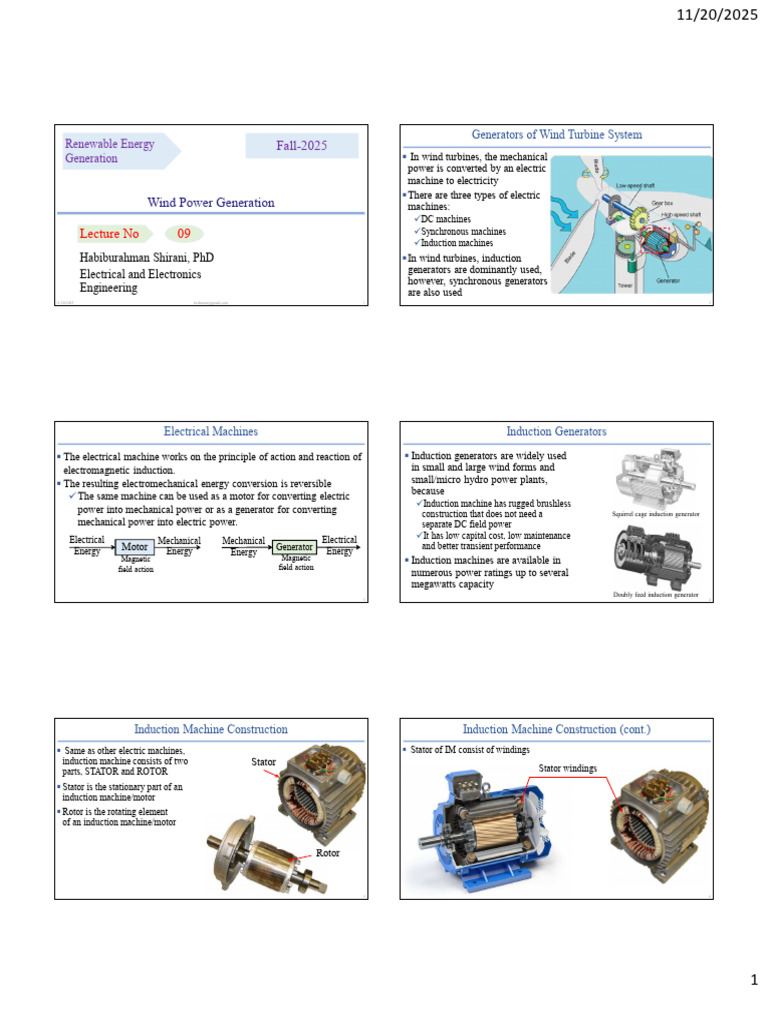 Wind Power Generation Overview | PDF | Electric Motor | Electric Generator