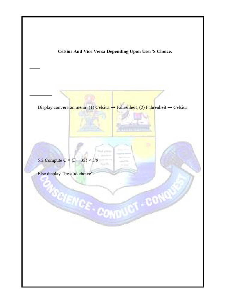 Temperature and Area Calculation Programs | PDF | Fahrenheit | Chart