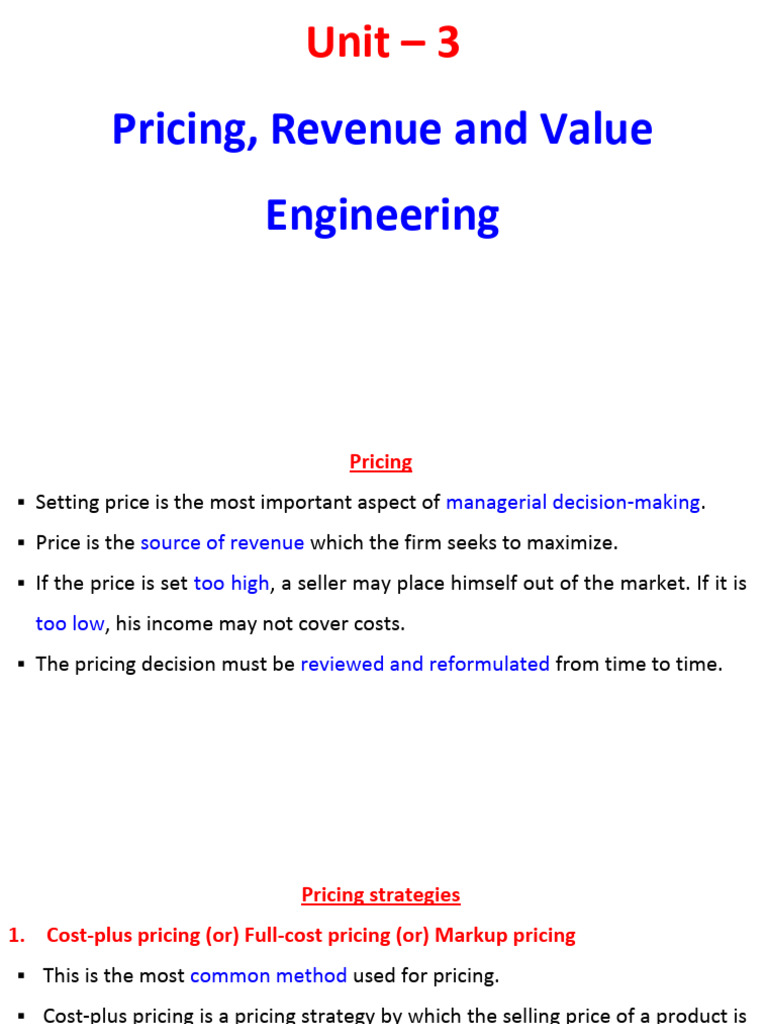 Unit 3 - Engineering Economics | PDF | Pricing | Private Sector