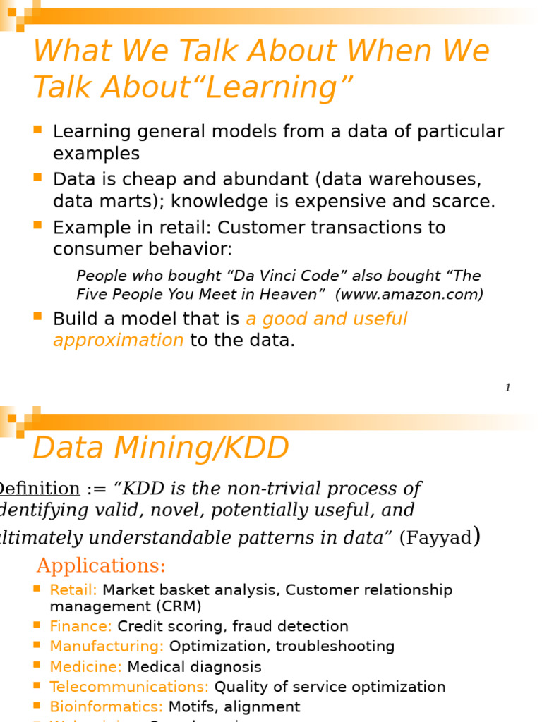 ML-Topic1 | PDF | Machine Learning | Data Mining