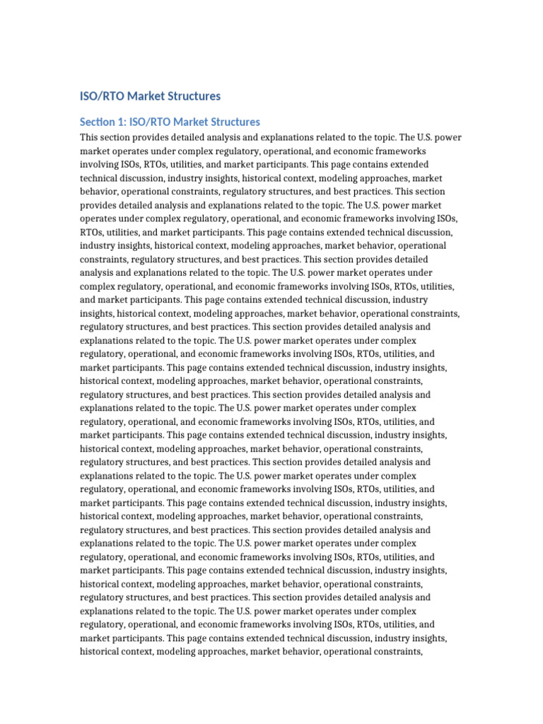 U.S. ISO/RTO Market Structures Explained | PDF | Utility | Behavior