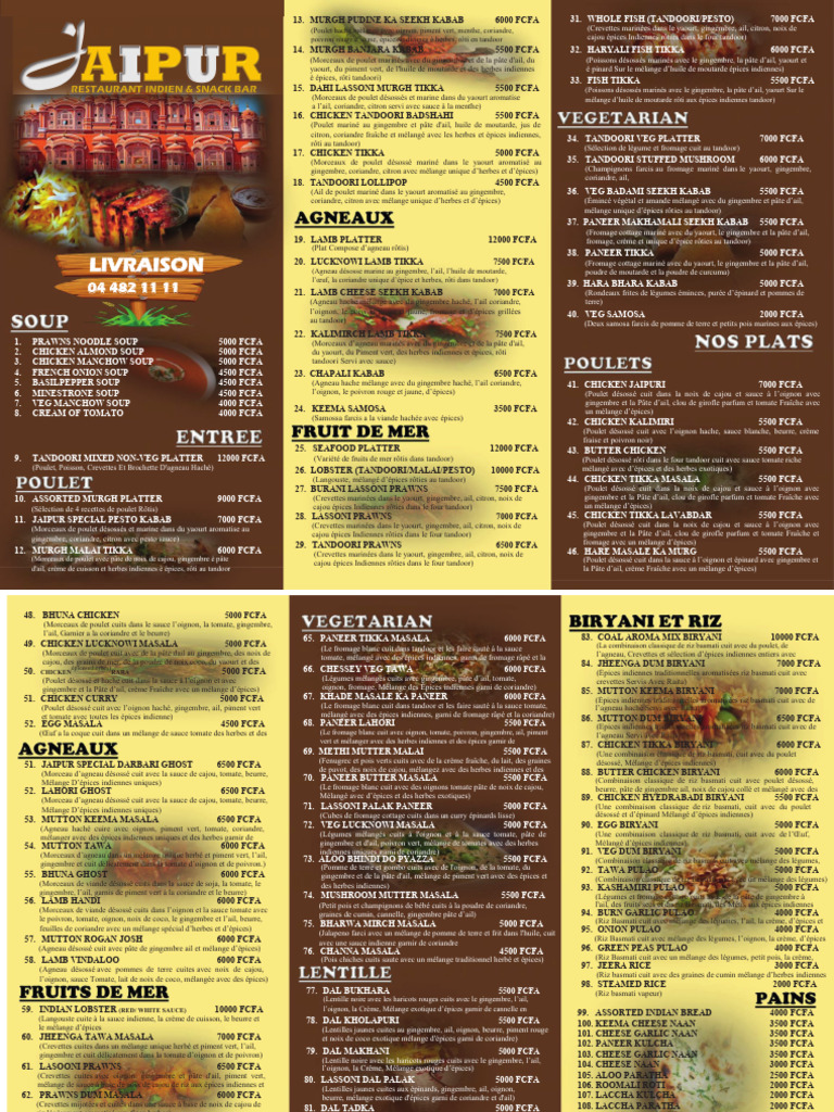 Food Menu Final | PDF | Cuisine indienne | sauce