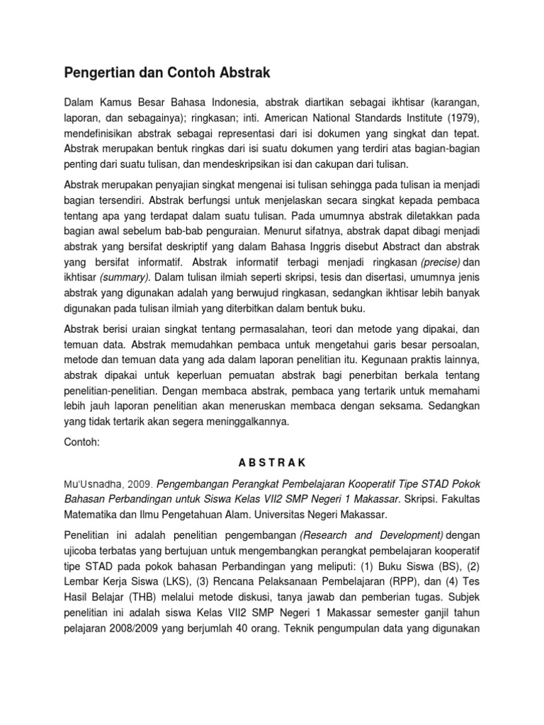Pengertian Abstrak Dalam Tulisan Beserta Contohnya Pendidikanku - Riset