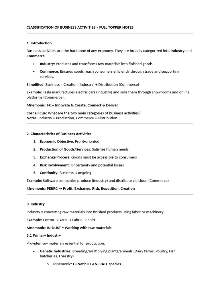 Business Activities: Industry & Commerce Guide | PDF | Commerce | Goods
