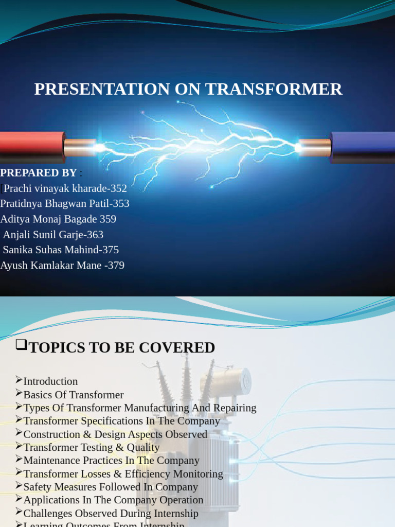 Presentation on Transformer 2025 c | PDF | Transformer | Insulator ...