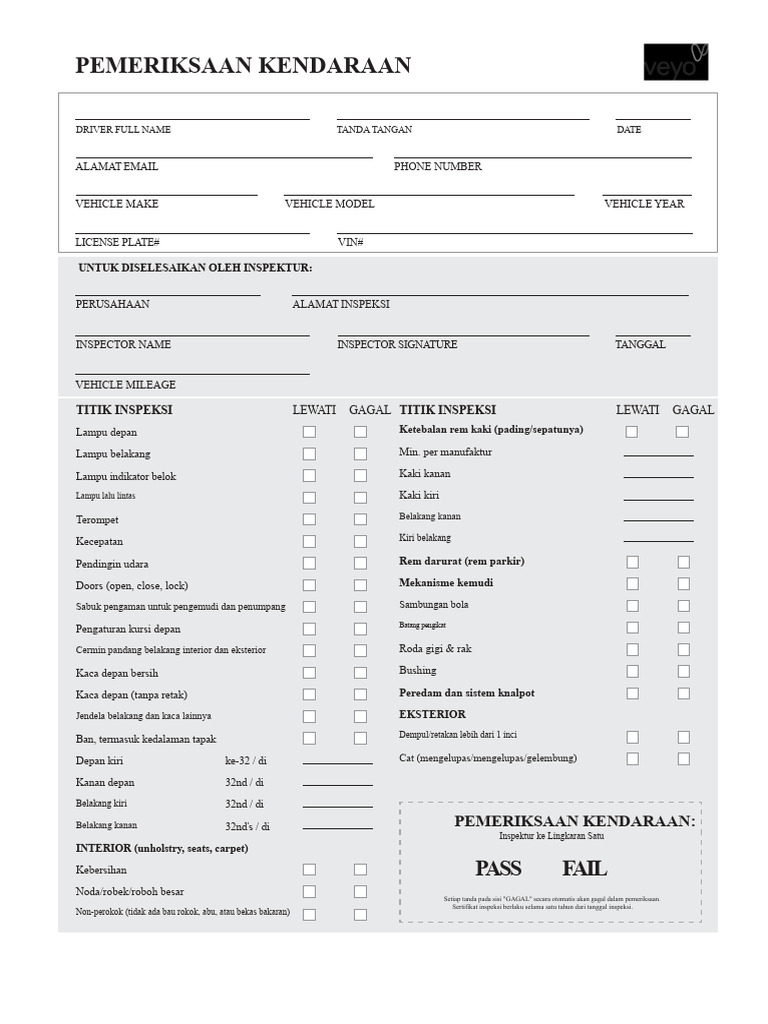 Panduan Pemeriksaan Kendaraan Lengkap | PDF